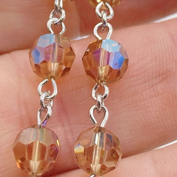 Vintage Signed “BLI” Bliss Sterling Silver And Peach AB Glass Beads Rosary - Picture 10 of 10